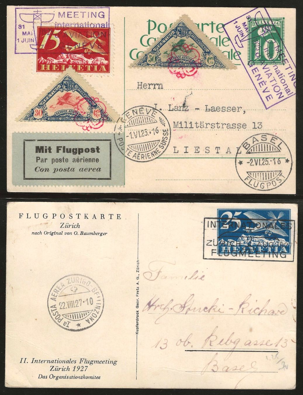 Tutti i francobolli: 1925/27 : 2 CH Flugpost Karten – Usato da Gümligen venduto da Geniusbuy