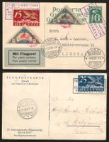 1925/27 : 2 CH Flugpost Karten