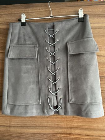 Stylish Grey Lace-Up Skirt, Perfect for Autumn!