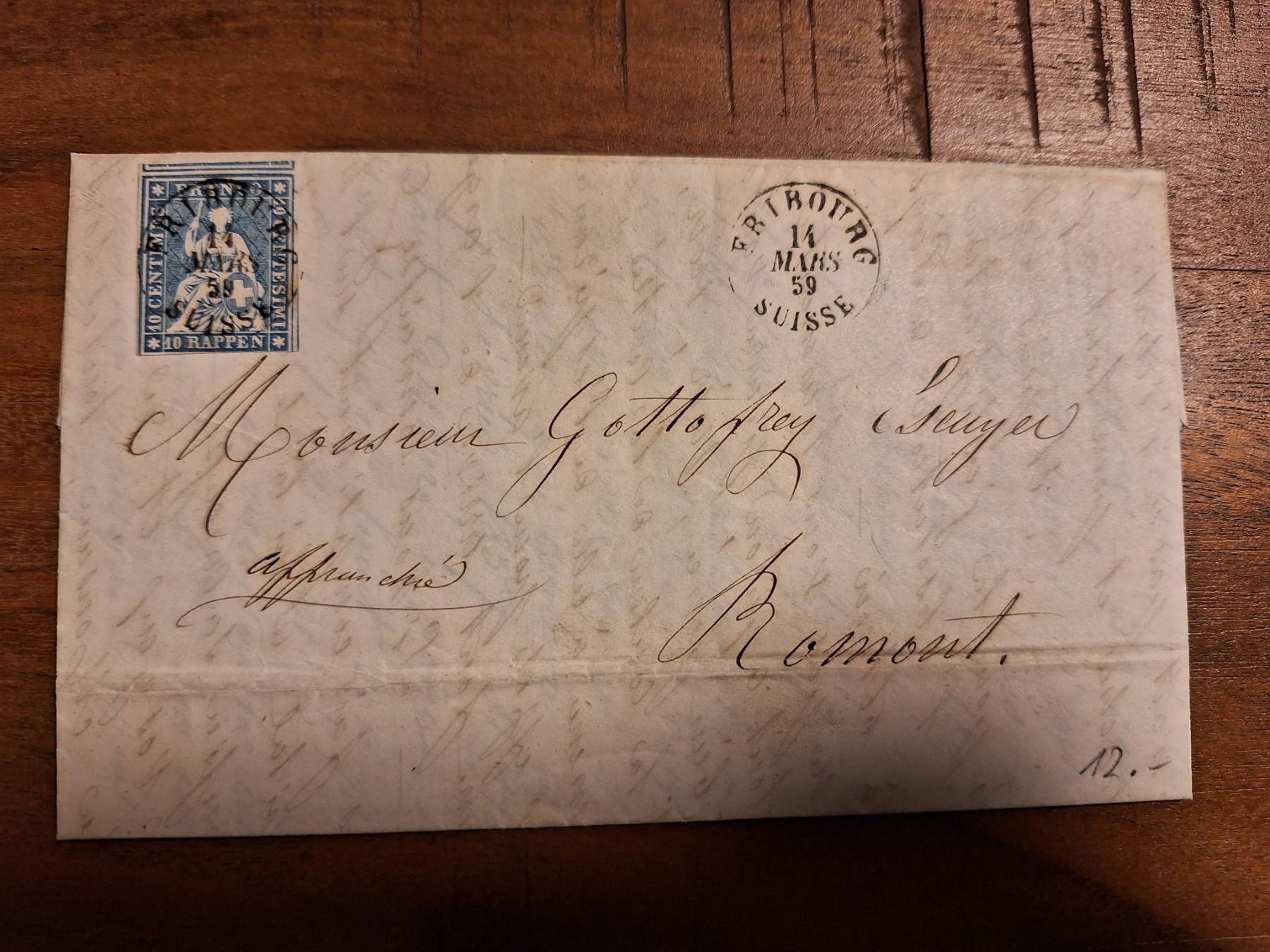 Tutti i francobolli: Strubelbrief 23C Fribourg – Usato da Balgach venduto da SIMEON27