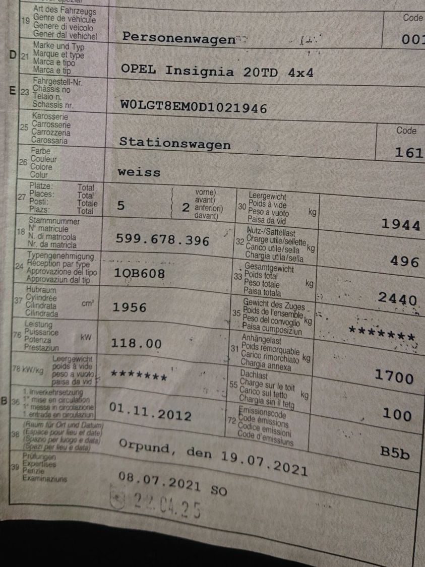 Opel Automobili: Opel Insignia 20TD 4x4 für Bastler oder Export – Difettoso da Grenchen venduto da Zombiepolizist 5