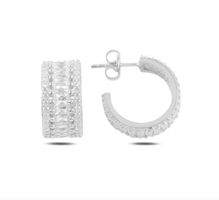 Ohrringe Alliance Zirkonia 925 Silber Statement pavé 14mm