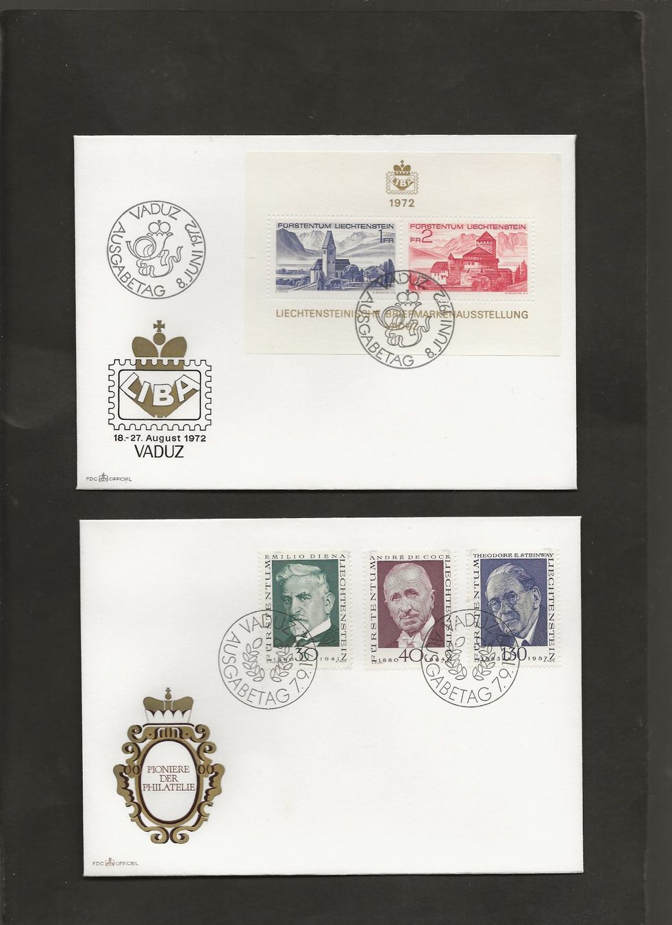 Tutti i francobolli: 16 FDC Liechtenstein 1972 bis 1974 – Usato da Au ZH venduto da xelagreb01 1
