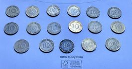 17 Münzen 10 Pfennig Deutschland diverse Jahrgänge