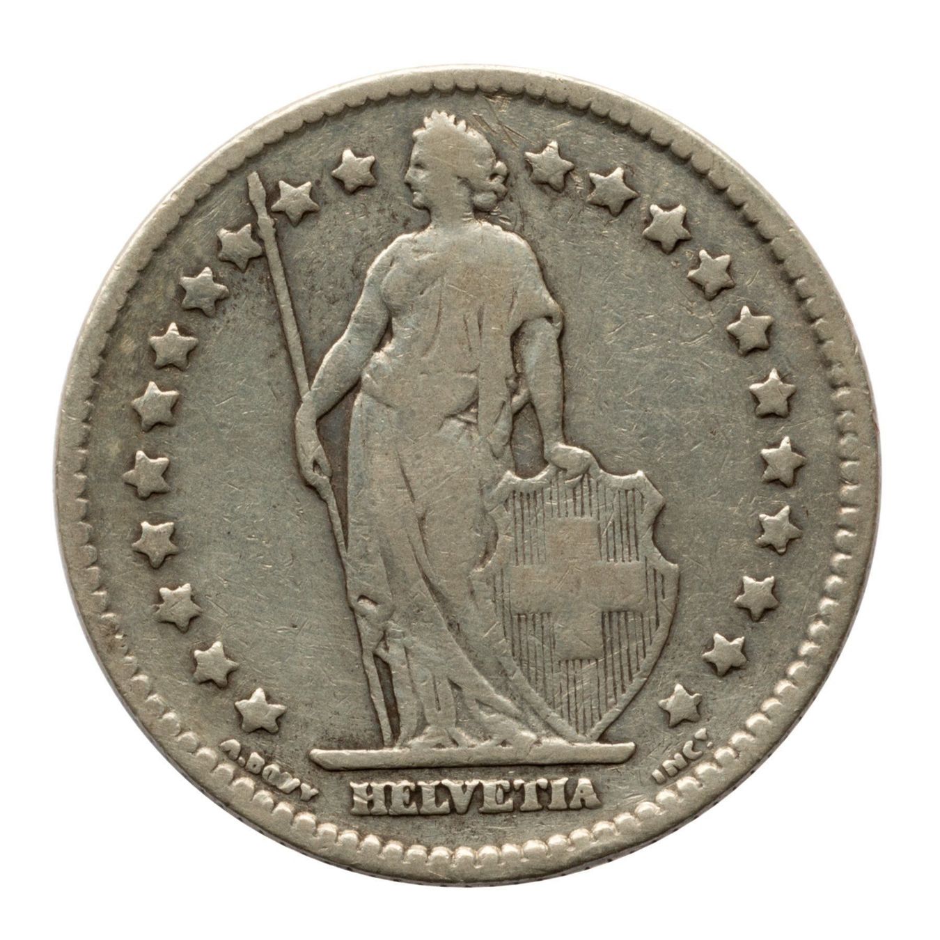 Tutti le monete: Schweiz - 1 Franken - 1906 - Silber – Usato da Rotkreuz venduto da Swiss-Coins 1