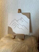 Tableau peinture motif montagne blanc beige bon  état