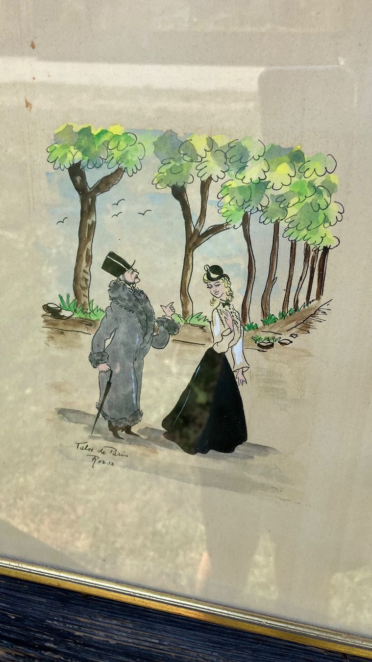 Dipinti: Aquarelle PARIS signé comique – Usato da St-Cierges venduto da LeRegain 1