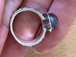 Silberring mit echter dunkler Perle