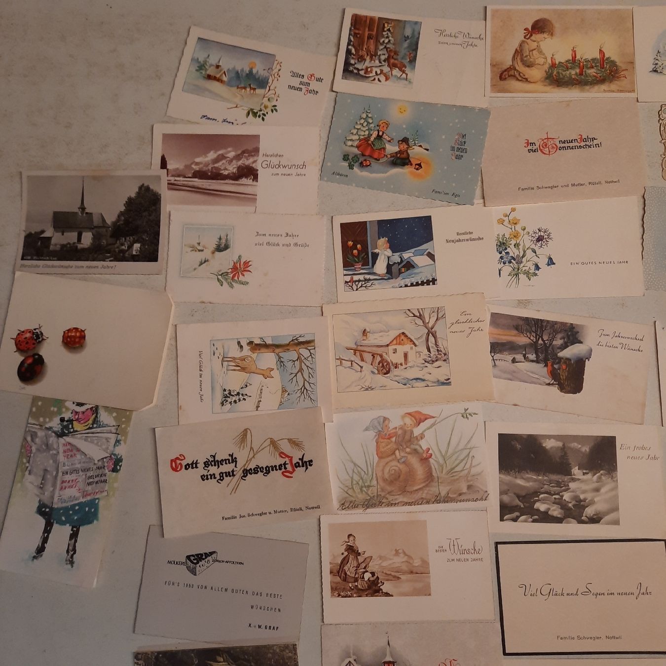 Cartoline: Sammlung kleine Neujahrskarten von ca. 1950 – Usato da Nottwil venduto da mar_jqm7 1