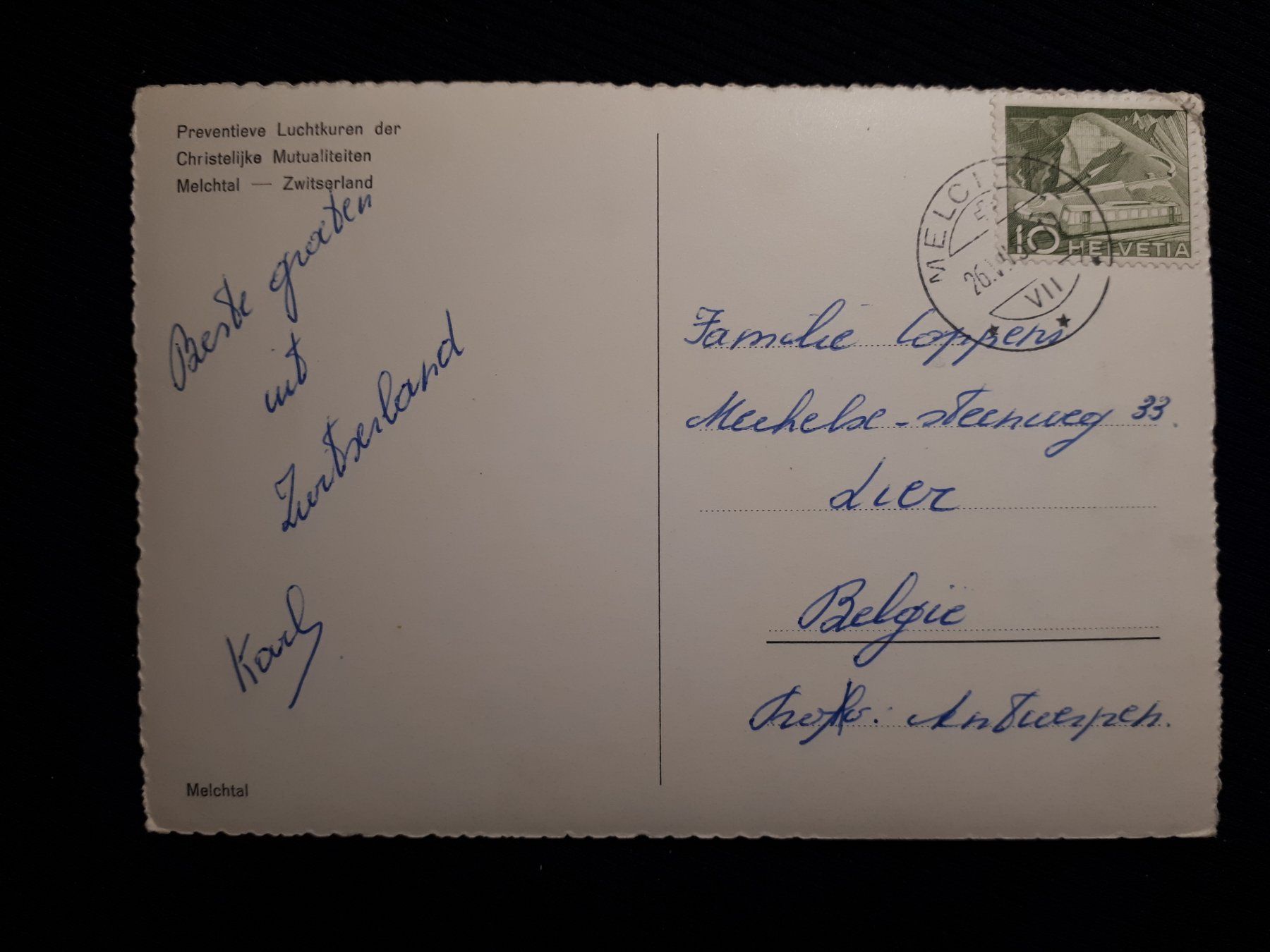 Ansichtskarten: MELCHTAL 1955 – Gebraucht aus Ponto Valentino von giorgia06 1