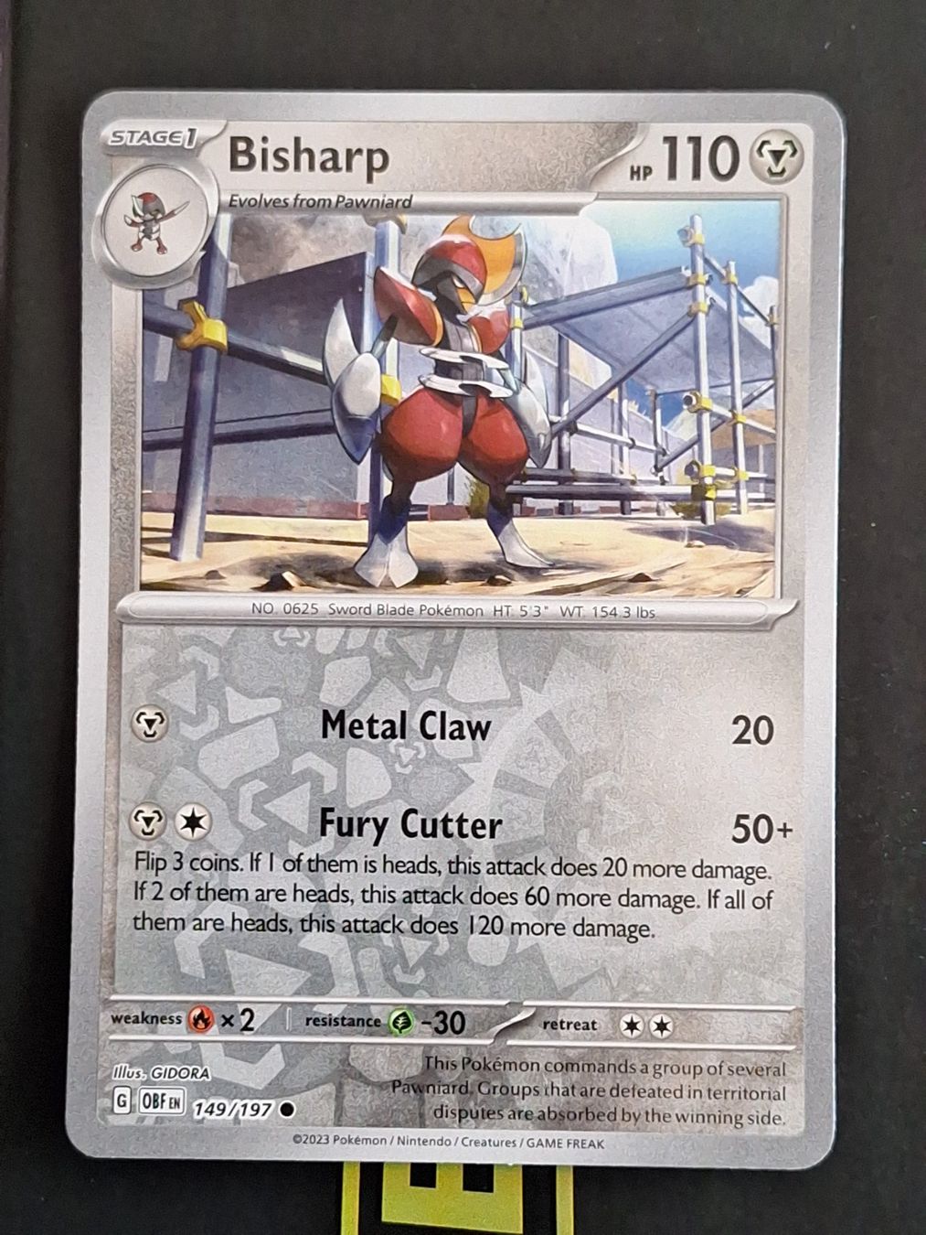 Pokémon Sammelbilder & Trading cards: Bisharp - Pokemon Reverse Holo Obsidian Flames – Gebraucht aus Altstätten SG von GGsGameshop