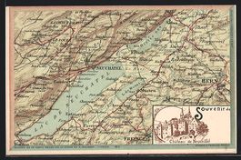 Neuchatel, Chateau, Carte Relièf de Neu