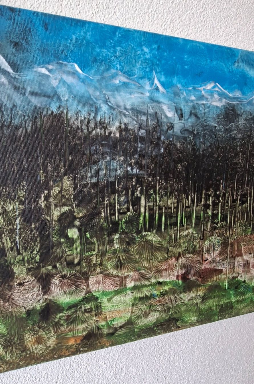 Dipinti: Gemälde " Tannenwald " handmade 46×33 – Nuovo (secondo la descrizione) da Riehen venduto da Steinbock1970 1