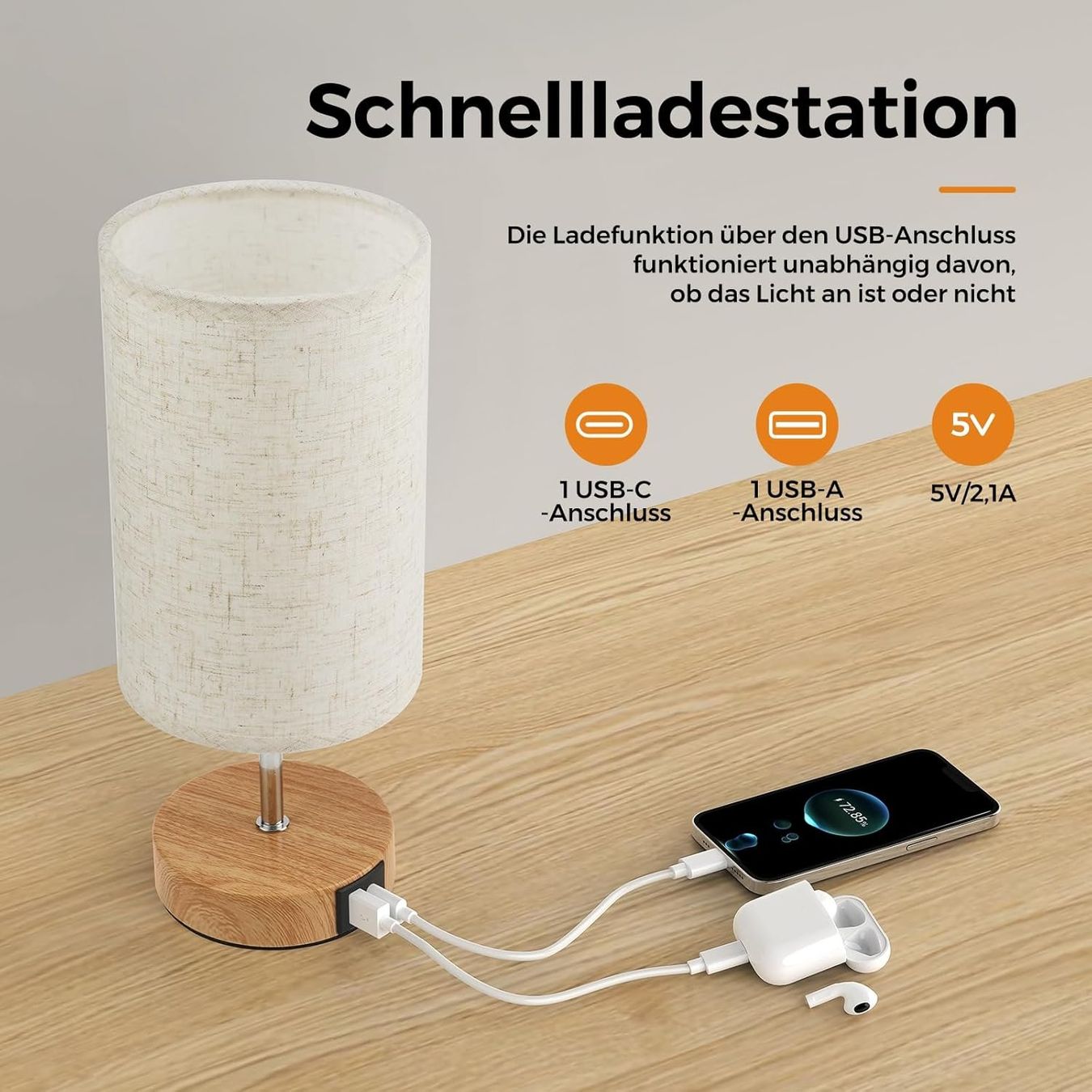 Lampade: Nachttischlampe Touch Dimmbar mit USB – Nuovo e nell'imballaggio originale da Nuglar venduto da SaleRitter 3