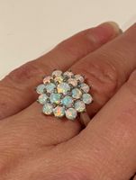 Ring Silber 925 Weissgold vergoldet mit Opalen