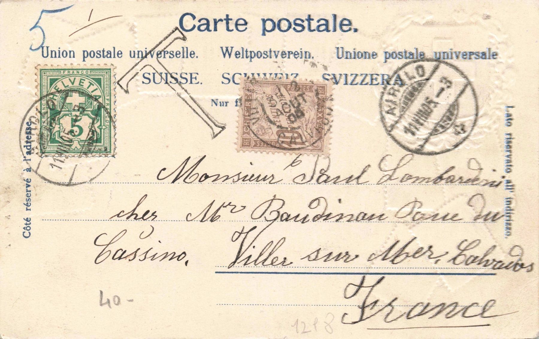 Ansichtskarten: Bellinzona Ti tassata – Gebraucht aus Biasca von Blenio71 1