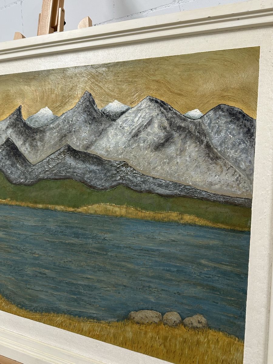 Dipinti: Grosses Gemälde Alpenlandschaft mit See E. Burri 85   – Usato da Ebikon venduto da Gaenggeliwaar 3