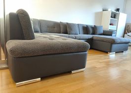 Mirjan24 NIKO U-Sofa, Schlaffunktion, schwarz/grau