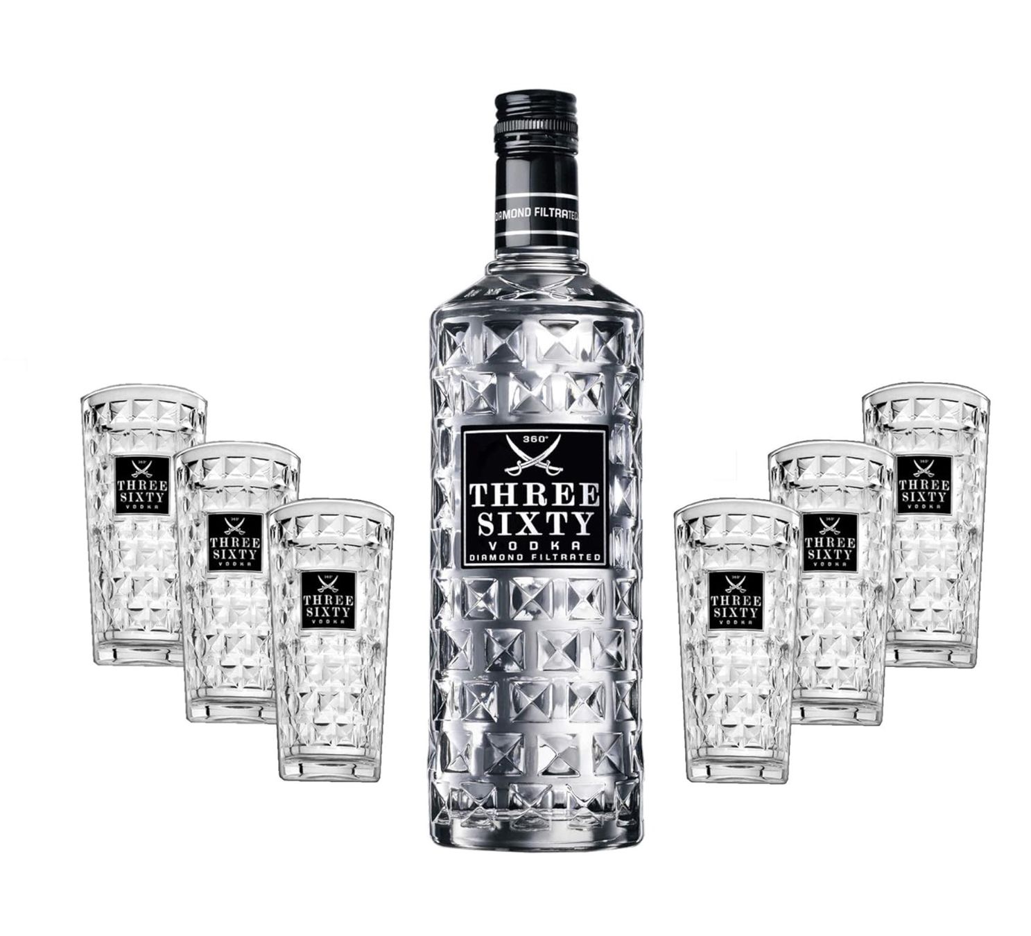 Bevande alcoliche: Three Sixty Vodka mit Longdrinkglas 0,7l – Nuovo e nell'imballaggio originale da Bülach venduto da RockBottomOffTheRamp 6