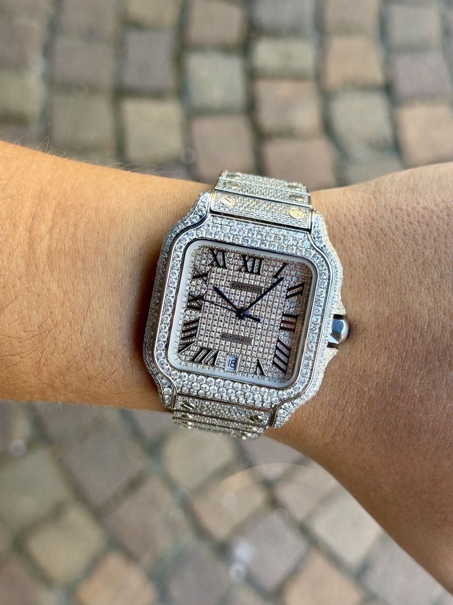 Cartier Orologi: Cartier Santos Iced Out Automatic Fullset Neu – Nuovo (secondo la descrizione) da Winterthur venduto da YSCHU 6