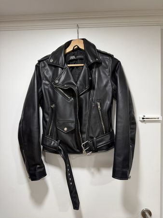 Zara Faux Leather Biker Jacket -  XS