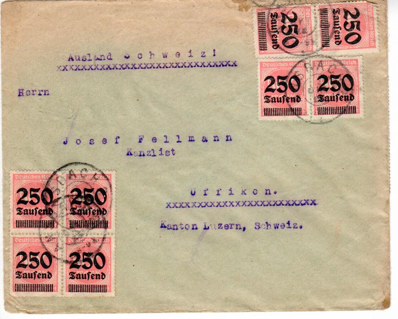 Tutti i francobolli: Brief deutsches Reich 1923 – Usato da Wolhusen venduto da Curver9 1