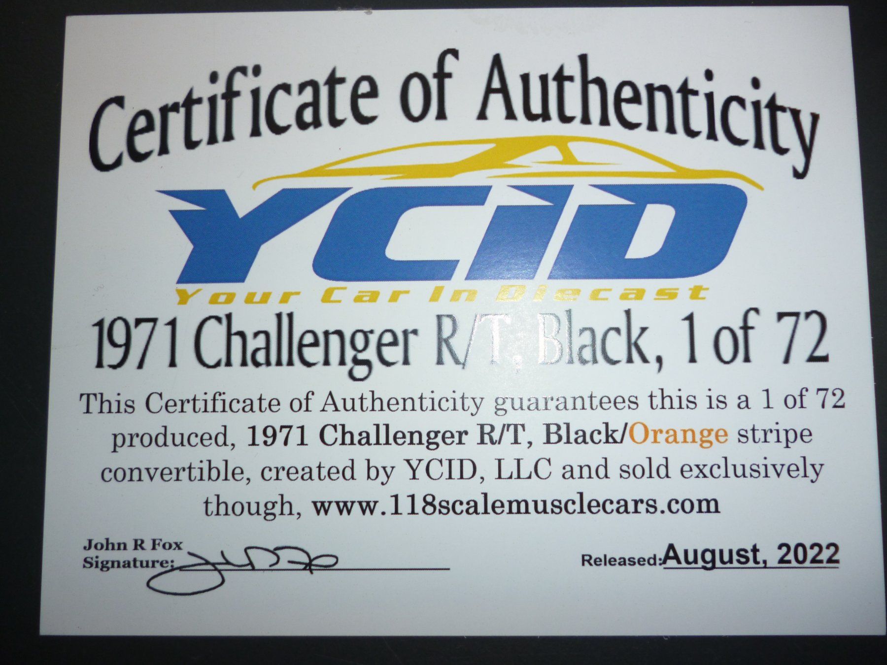 Dodge Modellautos: Dodge Challenger 71er 440 Six-Pack Conv. 1:18 YCID – Neu und originalverpackt aus Niederwil SG von Kaicorner03 4