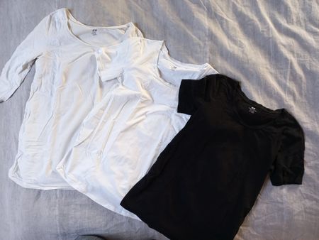 3 Schwangerschaftsshirts, weiss und schwarz von H&M Gr. M