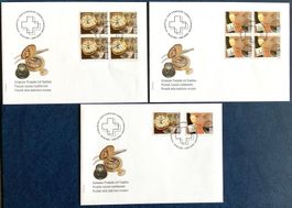 2005 / FDC Schweizer Produkte UHREN Viererblock Satz + FDC