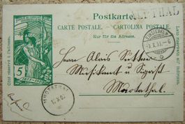 UPU PK MIT STABSTEMPEL "ALPTHAL" 1900
