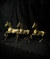 Three brass horse figurines decorative used condition