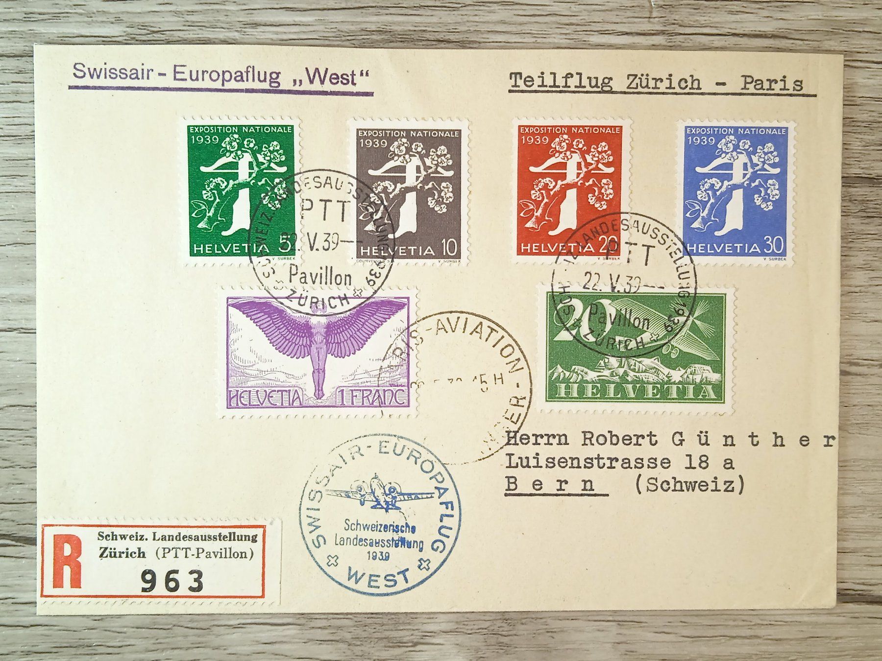 Tutti i francobolli: TR54 Enveloppe + Timbre Suisse 1939 – Usato da Cousset venduto da Patrick_Collections