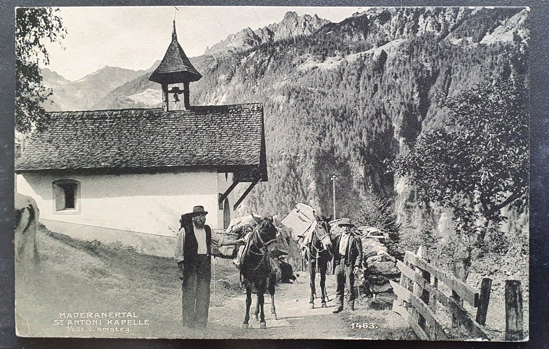 Cartoline postali: Maderanertal 1911 - St.Antoni Kappele,  Maultierpost – Usato da Kreuzlingen venduto da Rschweiz1