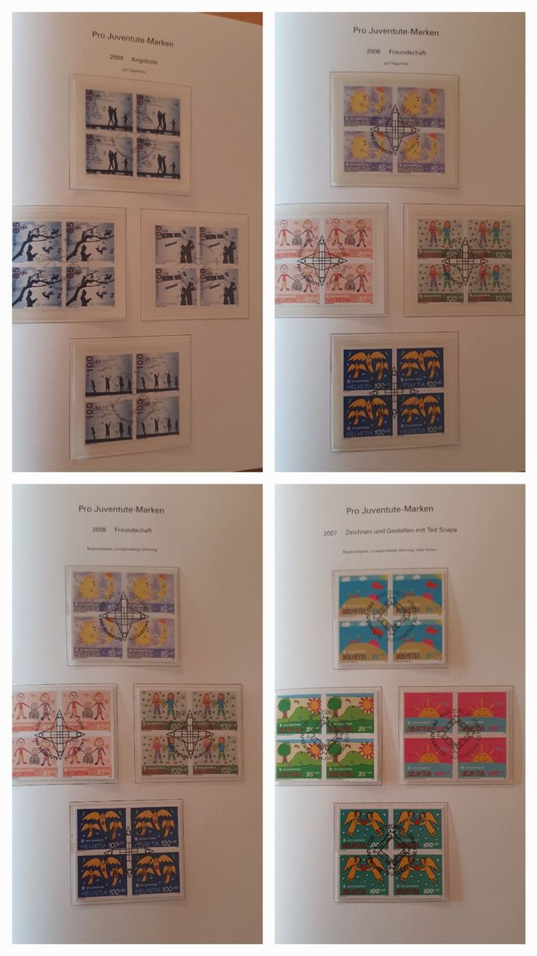 Alle Briefmarken: Pro Juventute 4er Block Sammlung 1913 - 2009 – Gebraucht aus Kreuzlingen von Rschweiz1 9