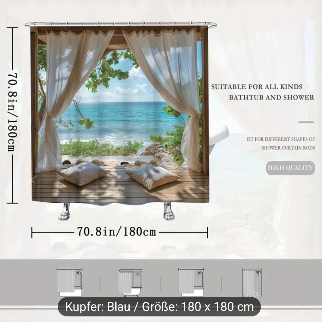 Tende: Duschvorhang 180x180 cm – Nuovo (secondo la descrizione) da Meggen venduto da everydaysale 1
