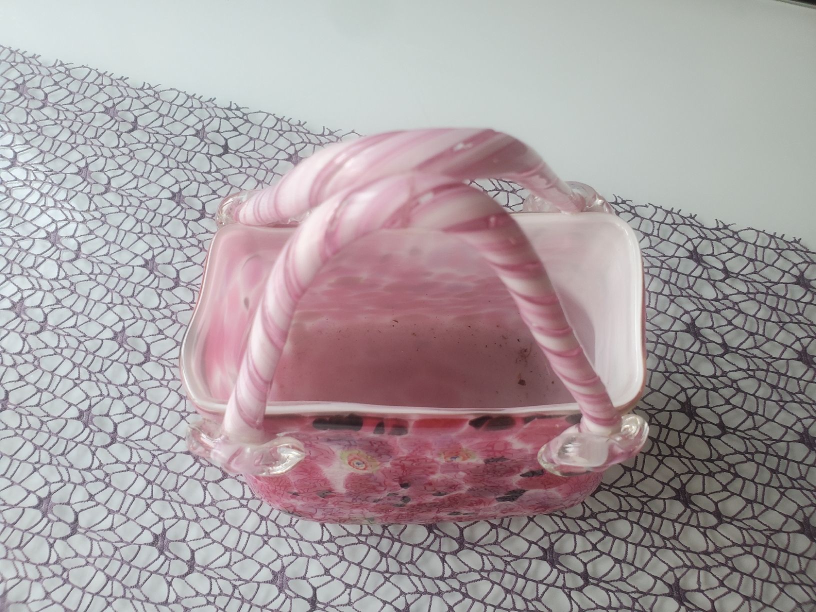 Vasi & Recipienti: Vintage Glas Vase Handtasche Rosa – Usato da Frauenfeld venduto da BeneFull 4