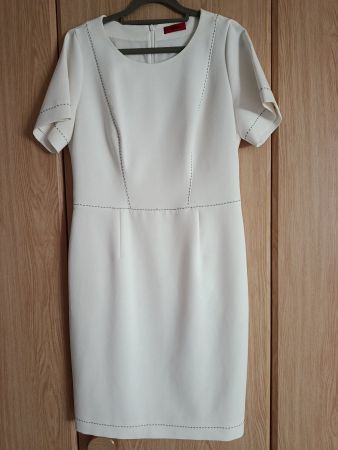 Kleid weiss Kurzarm mit Steppnaht Grösse 40