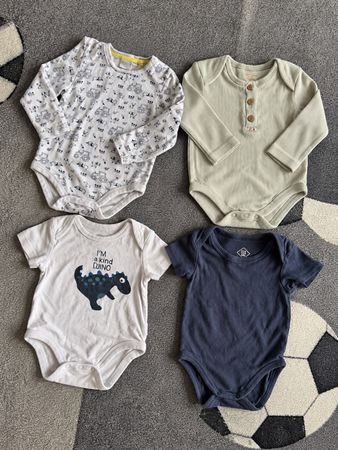 Lot de 4 bodies pour bébé, motifs variés, taille 74/80