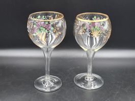Set Weingläser aus dünnem Glas handbemalt Yvonne Tacchella