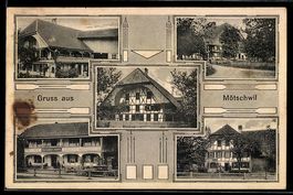 AK Mötschwil, Restaurant Schütz, Gasthaus, Straßenpartie mit