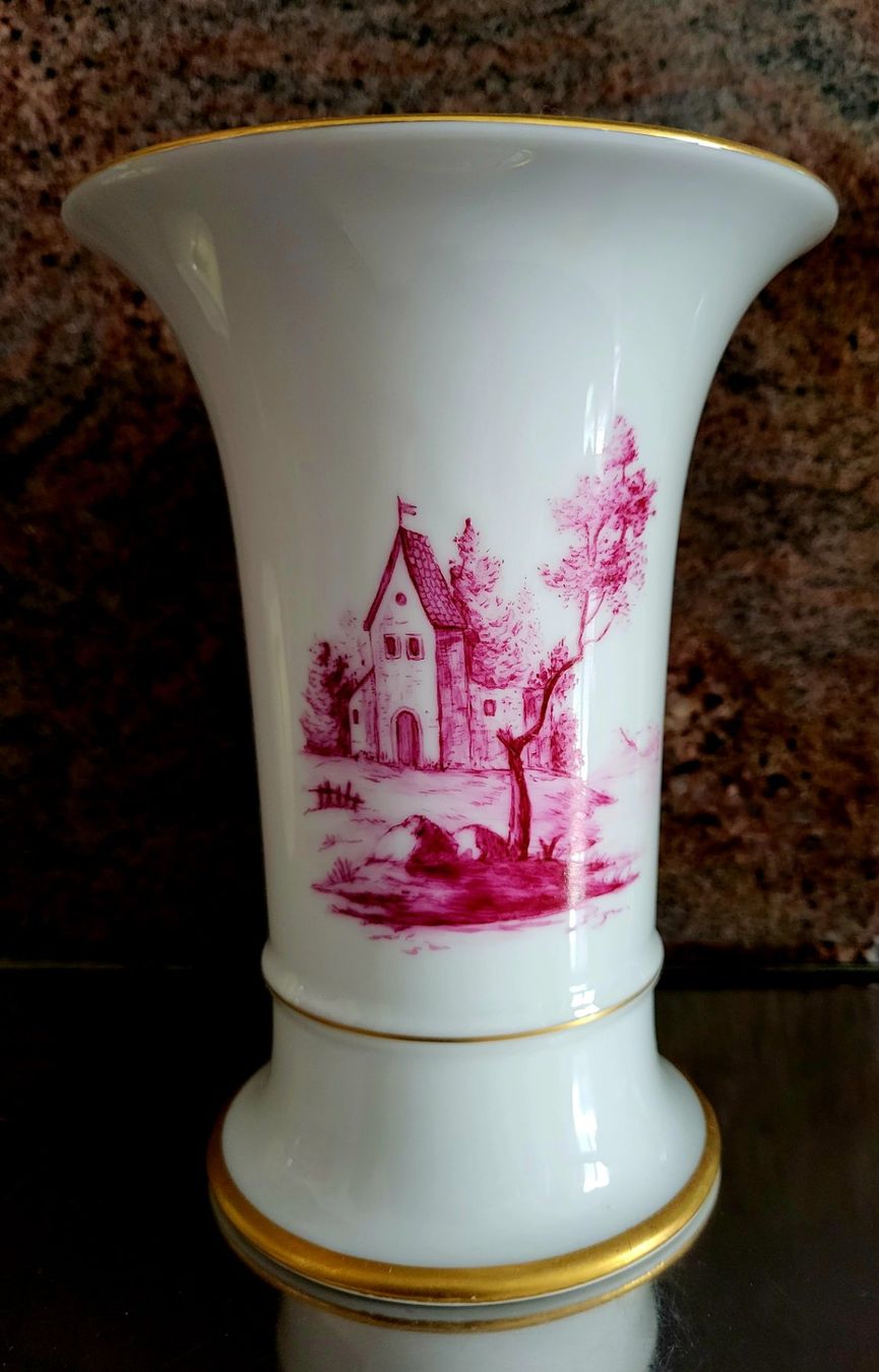 Vasi & Recipienti: Kratervase Höchst mit Carminoe rot Bemalung. – Usato da St. Gallen venduto da nikolausraphael