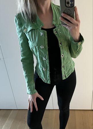Frühlings Jacke von HIGH use Gr. 36, Olive Jeans Jacke grün