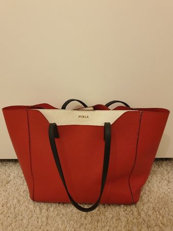 Furla sac à main Fantasia, cuir, rouge, blanc, bon état