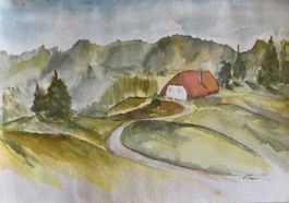 Maria Fischer Walpen, Aquarell, Emmental, Landschaft