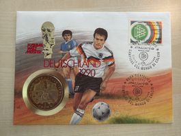 Münzbrief WM Italien 90 Deutschland Weltmeister 1 Crown pp