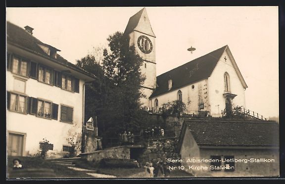 Cartoline postali: AK Stallikon, Blick zur Kirche – Usato da Berlin venduto da bartko-reher