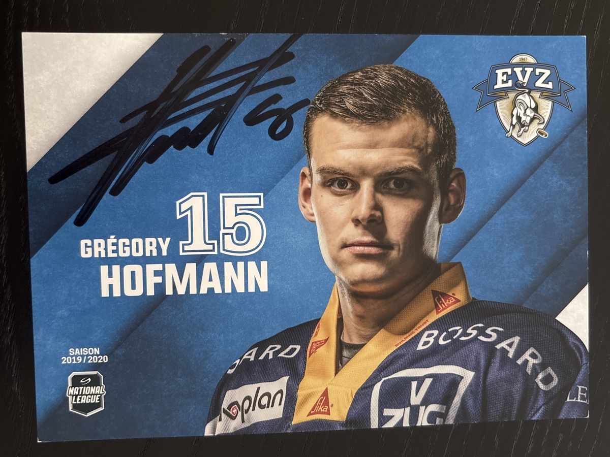 Autografi: Original Autogrammkarte Grégory Hofmann EV Zug Saison 2019/2 – Usato da Uetendorf venduto da hoisle