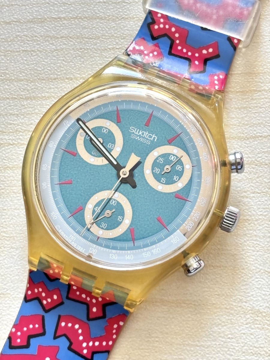 Swatch Uhren: Swatch Chronograph transparent mit Musterband  – Gebraucht aus Grenchen von chththl