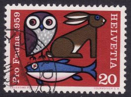 SBK-Nr. 345 (Tierschutz 1959) gestempelt