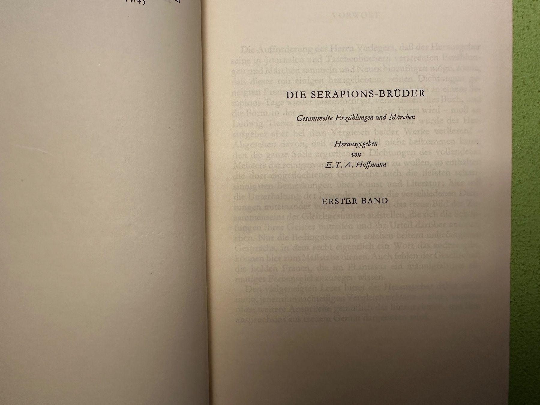Libri: E. T. A. Hoffmann: Die Serapions-Brüder. – Usato da Zürich venduto da allp 2